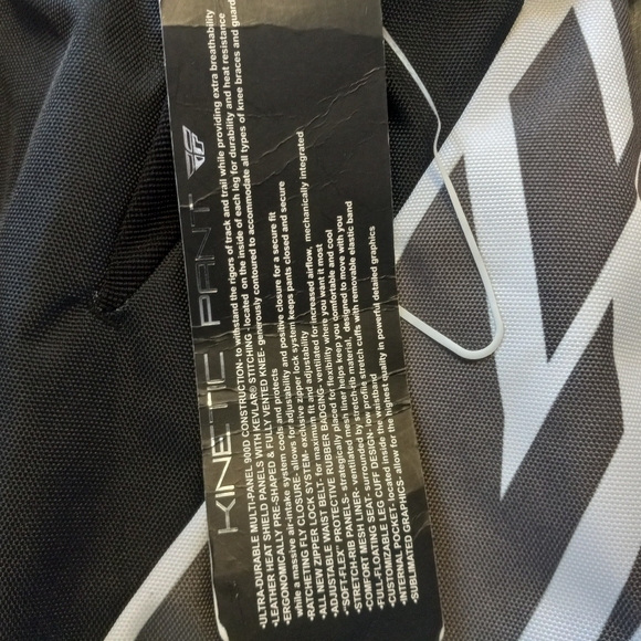 Fly Racing Kinetic Vector Race Pants Black/White/Gray Adult Size 28 Nwt - Picture 9 of 14